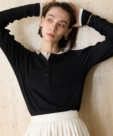 OUTLET(アウトレット) 【CAPRICIEUX LE'MAGE】インナーSET袖ギャザーヘンリーTシャツ