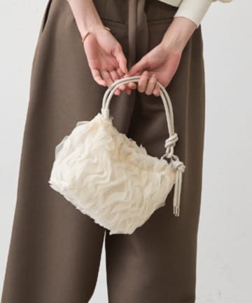 OUTLET(アウトレット) 【Loungedress】【GALENA/ガレナ】メッシュフリル巾着Bag