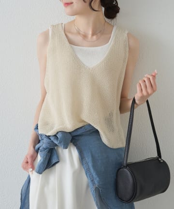 PUAL CE CIN(ピュアルセシン) 片畦ニットビスチェ