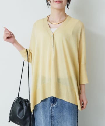 PUAL CE CIN(ピュアルセシン) シアーVネックカーディガン