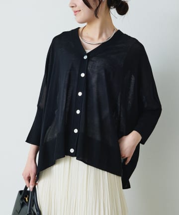 PUAL CE CIN(ピュアルセシン) シアーVネックカーディガン