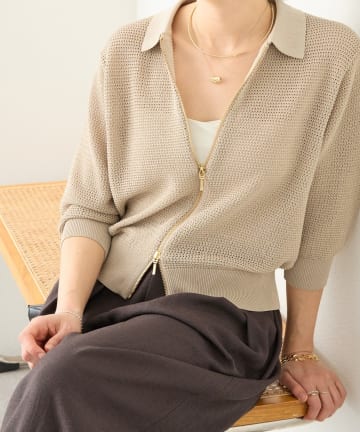 RIVE DROITE(リヴドロワ) 予約【抜け感】ZIPポロメッシュニット