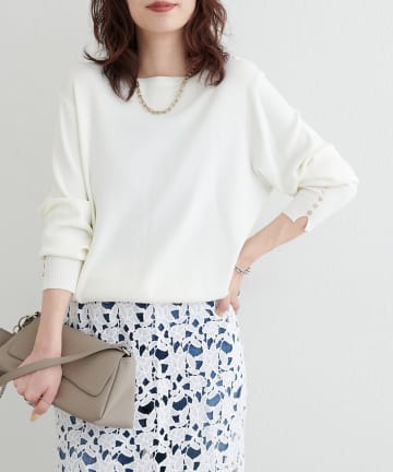 LARUTA(ラルータ) 袖口ちび釦シンプルニット