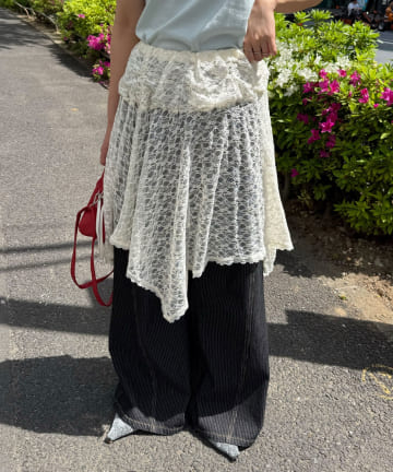 CIAOPANIC(チャオパニック) 2WAYレースイレヘムレイヤードミドルスカート