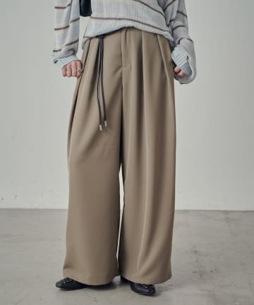 -goocy-(グーシー) エステルツイルタックワイドパンツ