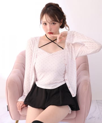 one after another NICE CLAUP(ワンアフターアナザー ナイスクラップ) ビスチェsetドロストカーディガン