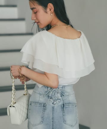 La boutique BonBon(ラブティックボンボン) ケープ風ノースリブラウス