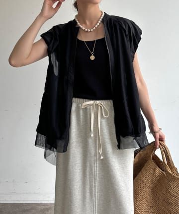 DOUDOU(ドゥドゥ) 【WEB限定】チュールドッキングノースリーブブルゾン