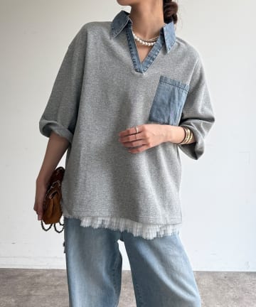 DOUDOU(ドゥドゥ) 【WEB限定】ダンガリードッキングトップス