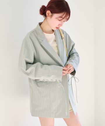 Kastane(カスタネ) 【WEB先行/チェック&ストライプ】レースアップアソートジャケット