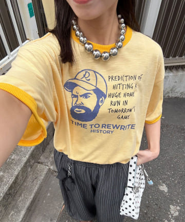 CIAOPANIC(チャオパニック) アソートプリントリンガーTシャツ