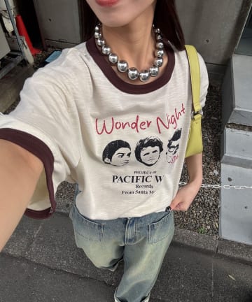 CIAOPANIC(チャオパニック) アソートプリントリンガーTシャツ