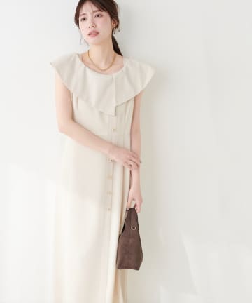 natural couture(ナチュラルクチュール) 【セットフェア対象】アシメカラーオフショル風ワンピース