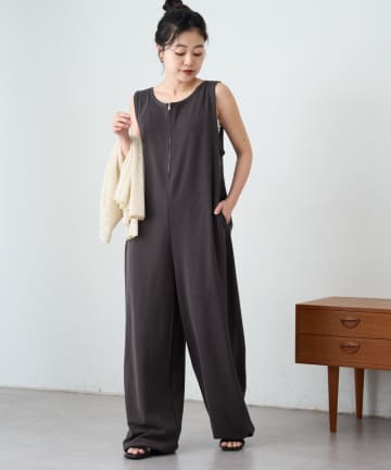 CIAOPANIC TYPY(チャオパニックティピー) フロントZIP裾ドロストオールインワン