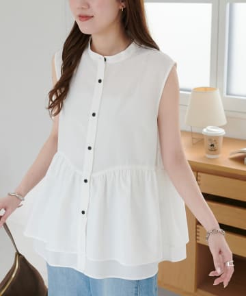 DISCOAT(ディスコート) 【WEB限定 】ティアードノースリーブシャツ