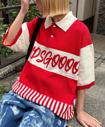 CIAOPANIC TYPY(チャオパニックティピー) 【SOUNDSGOOOOD】切り替えロゴニットポロ