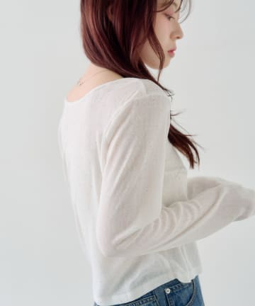 Kastane(カスタネ) 【3.20(金)12:00発売/4色展開/前後2WAY】ラインストーンシアーカットソー