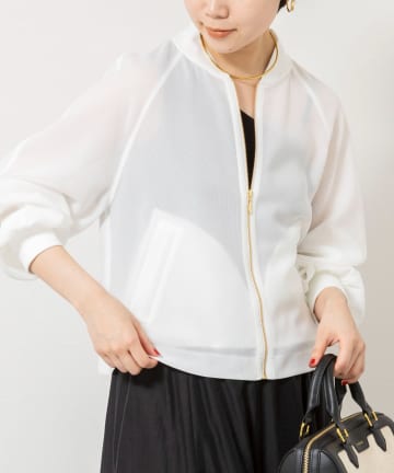 NOLLEY'S(ノーリーズ) ウォッシャブルカラミメッシュジップアップブルゾン