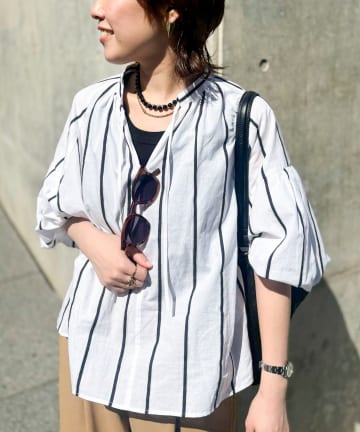 NOLLEY'S(ノーリーズ) ウォッシャブルドビーストライプブラウス