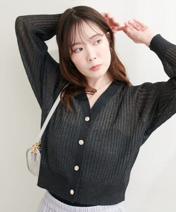 natural couture(ナチュラルクチュール) リブシアーニットカーディガン