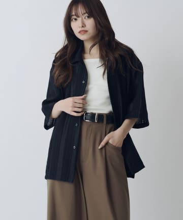 Lui's(ルイス) ウーリーレースオープンカラーシャツ