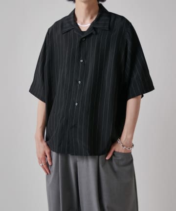 Lui's(ルイス) キュプラストライプ半袖シャツ