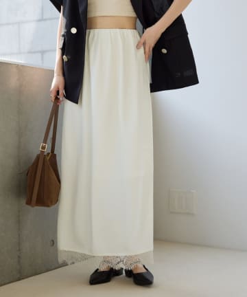 DISCOAT(ディスコート) 【Noka】裾レースセミフレアスカート