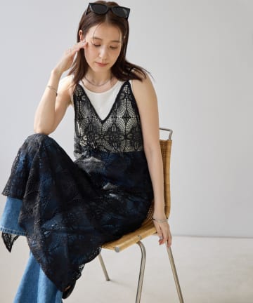 DISCOAT(ディスコート) 【Noka】大柄レースキャミワンピ