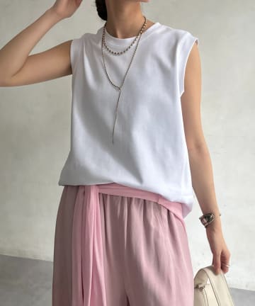 DOUDOU(ドゥドゥ) 裾切替ノーリスリーブプルオーバー