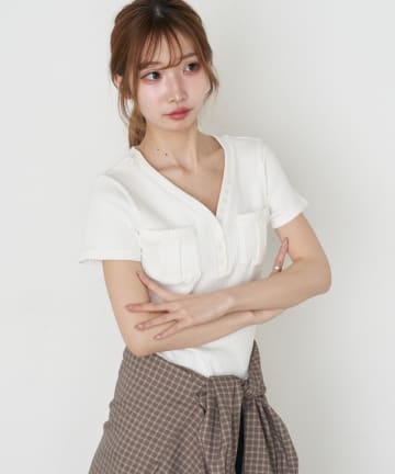 RAY CASSIN(レイカズン) Vポケット半袖Tシャツ