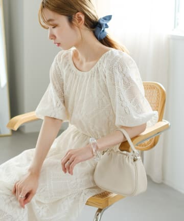 Kastane(カスタネ) 【WEB限定/2サイズ展開/低身長サイズ】カットレースギャザーワンピース