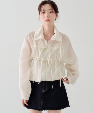 Kastane(カスタネ) 【3.20(金)12:00発売】リボンナイロンブルゾン