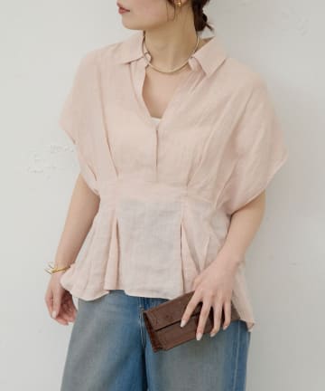 GALLARDAGALANTE(ガリャルダガランテ) 【近日予約開始】【WEB限定】ハーフスリーブウエストシェイプシャツ