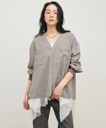 LARUTA(ラルータ) ストレッチVネックスキッパーシャツ