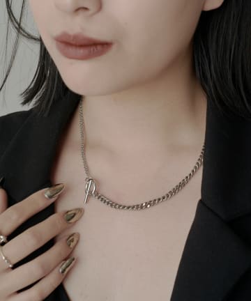 miu企画 3WAYステンレスチェーンプレートネックレス 着用イメージ