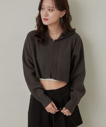 OUTLET(アウトレット) 【mline】ショートニットフーディー