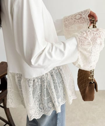 FREDY & GLOSTER(フレディ アンド グロスター) 【4回目の追加販売！】レースドッキングロンTシャツ