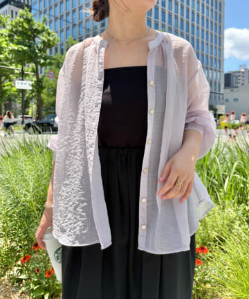 Jena　espace merveilleux(ジェナ　エスパスメルヴェイユ) リネンライクシアーシャツ