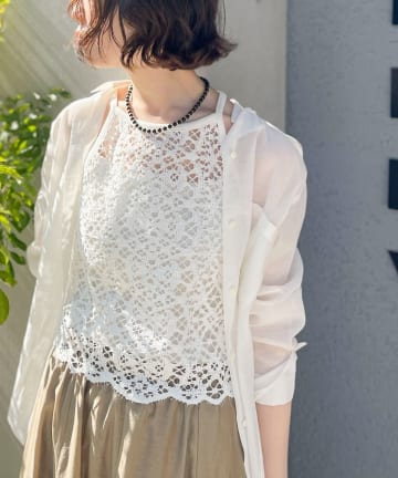 NOLLEY'S(ノーリーズ) ウォッシャブルクロッシェレースアメスリタンクトップ