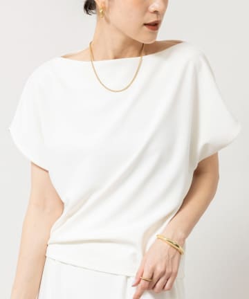 NOLLEY'S(ノーリーズ) 《セットアップ対応》ウォッシャブルマルチファンクションボートネックプルオーバー