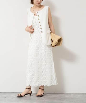 NOLLEY'S(ノーリーズ) ウォッシャブルクロッシェレースキャミワンピース