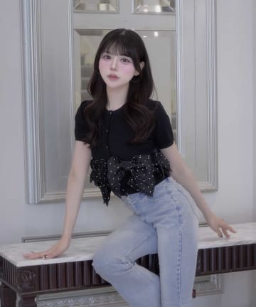 Belle Charme(ベルシャルム) Many Ribbon Cardigan