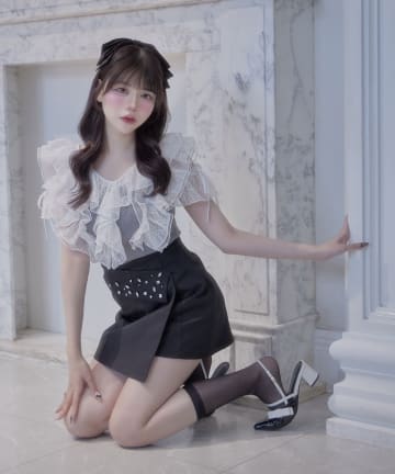 Belle Charme(ベルシャルム) Elegant Frill Lace Tops