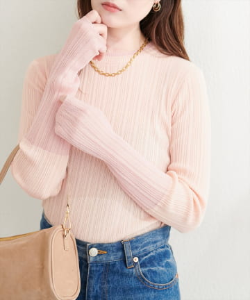 natural couture(ナチュラルクチュール) リネンタッチランダムリブプルオーバー