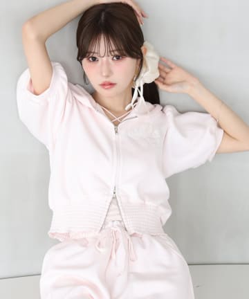 one after another NICE CLAUP(ワンアフターアナザー ナイスクラップ) 【セットアップ可能】ロゴ刺繡半袖パーカー