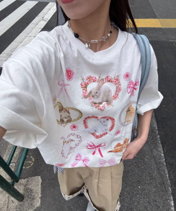 CIAOPANIC(チャオパニック) 【♡15で1500円OFFクーポン！？】わんにゃんぴょんBIGTee