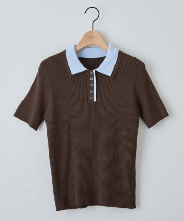DISCOAT(ディスコート) ダブル衿配色ニットポロ