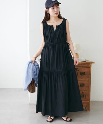 DISCOAT(ディスコート) ウエストリボンティアードワンピース