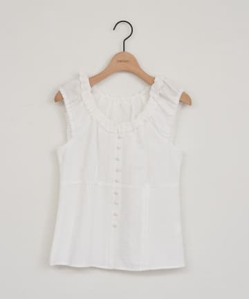 DISCOAT(ディスコート) 【umm./WEB限定】レース使いチェックフレンチブラウス