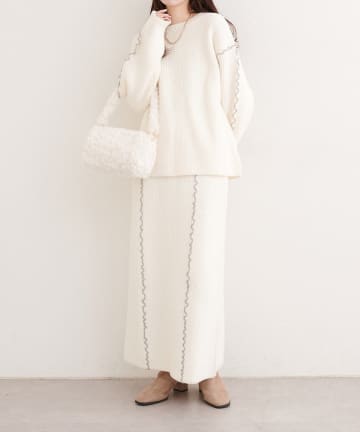 NICE CLAUP / OLIVE des OLIVE OUTLET(ナイスクラップ  / オリーブ デ オリーブ アウトレット) 【natural couture】メロー使いニットスカート